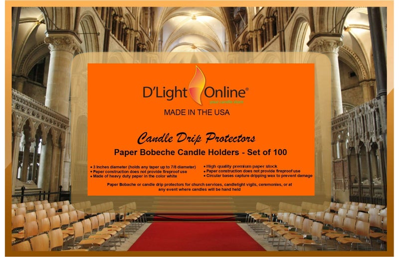 D'light Online Drip Protector - 100 Paper Bobeche Candle Holder for Candlelight Vigil, Church Service, Church Mass, Memorial Service and Devotional Candles (Set of 100) - Image 3